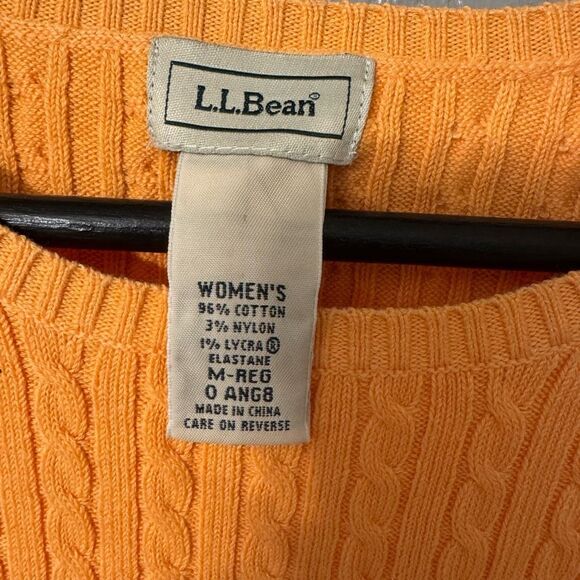 L.L. Bean Orange 3/4 Sleeve Cotton Sweater Size Medium - Picture 3 of 3